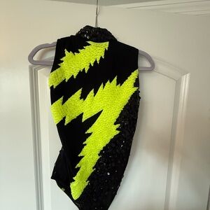Glamour Kids Dance Costume in Black and Neon Yellow